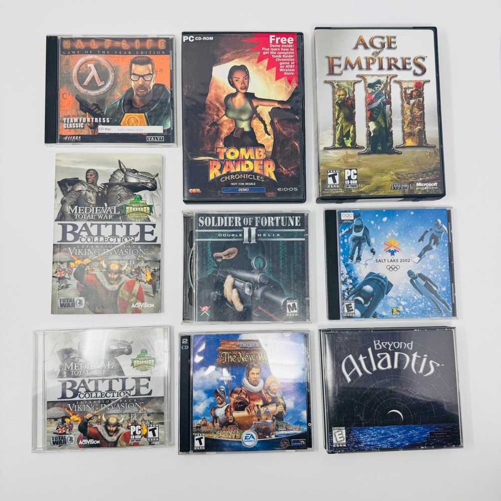PC Game Lot Half-Life GOTY Age of Empires III Soldier of Fortune II Tomb Raider